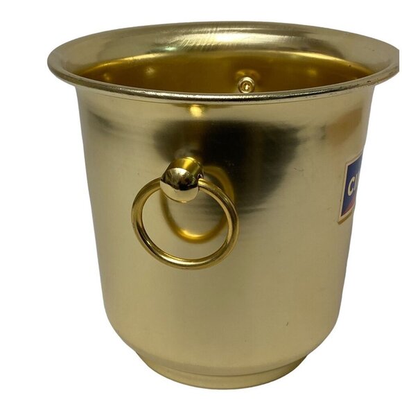Vintage Cinzano Ice Bucket Goldtone Metal Champagne Bar Accessory Barware - Picture 8 of 10